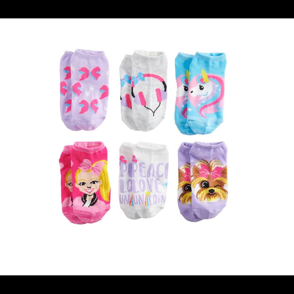 NWT JoJo Siwa 6-Pack No-Show Girls Socks